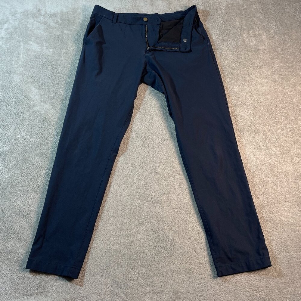 Lululemon Commission Pant Classic *Warpstreme M5711S 34 Navy Straight‎ Strech